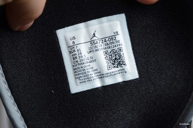Rep MAX Smoke Mid 554724-092 AIR Grey Jordan 1 Light 0713